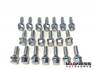 FIAT 500X Lug Bolt Set - Set of 20 - M12x1.25 - 60° Cone Seat - Silver
